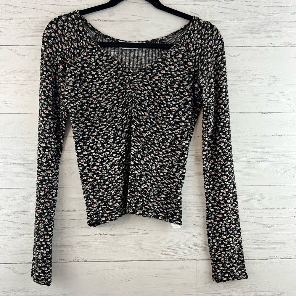 Hollister‎ Y2K Ditsy Floral Fitted Cropped Long Sleeve Top Size S